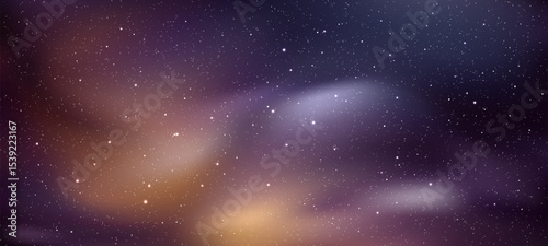 Dark blue and purple galaxy background with nebula and stars. Abstract outer space concept for poster.