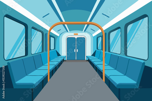 Speeding subway train blurring through a futuristic city station
