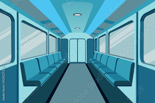 Modern subway station interior in motion blur with a long, empty corridor and abstract light