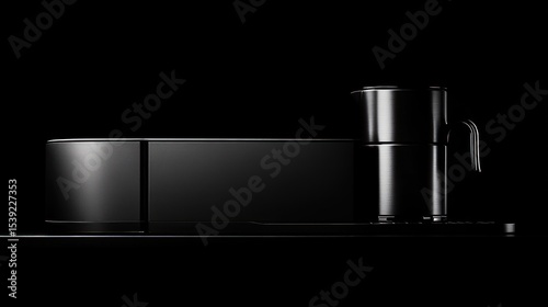 Sleek black coffee machine set
