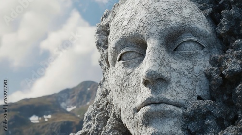 Stone woman's face in mountains