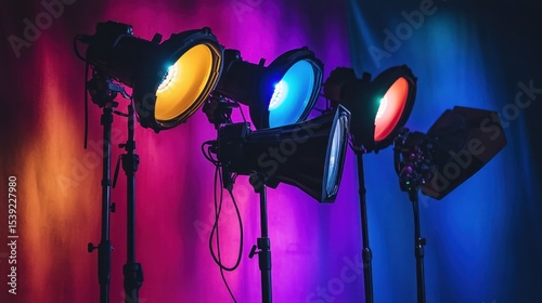 Studio lights in vibrant colors