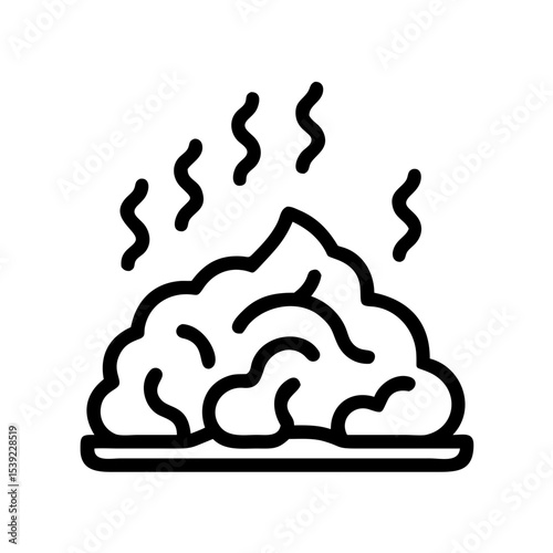 Compost heap icon with heat lines in eco farming concept