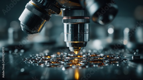 High Resolution Microscope Close-Up Examining Material Structure, Technology and Innovation