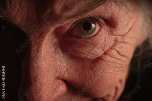 Extreme close-up highlighting the intricate textures of aging skin around the eye, capturing the beauty and depth of a life well-lived.