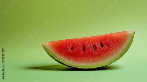 Watermelon slice on a green background