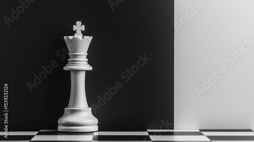 White chess queen on a black and white board