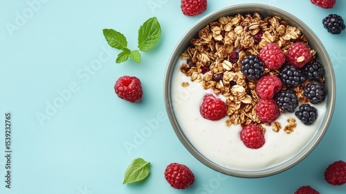 Yogurt parfait with granola and berries