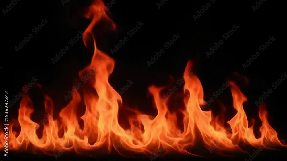 Dynamic flames dance in vivid orange and red hues against a black backdrop, showcasing the raw power and beauty of fire Dynamic flames dance in vivid orange and red hues against a black backdrop, showcasing the raw power and beauty of fire
