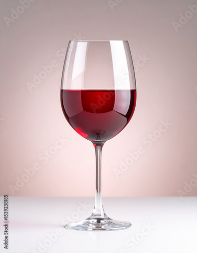 A glass of red wine with a subtle heart-shaped reflection shimmering on its surface, indicating elegance.