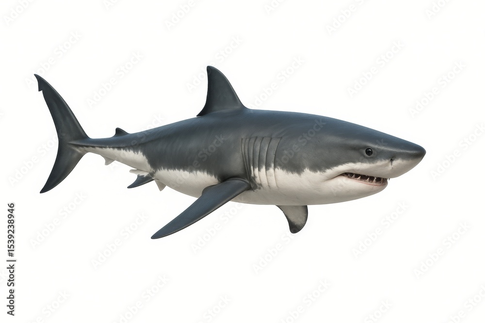 Fototapeta premium Great White Shark: Majestic Predator of the Ocean Depths