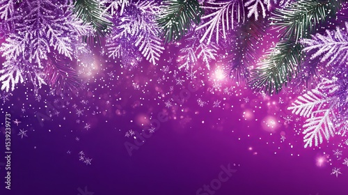 Festive winter branches adorned with glittering snowflakes.