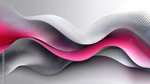 Abstract wavy design with dotted textures and vibrant colors.