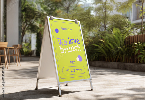 Outdoor Brunch Signboard Mockup