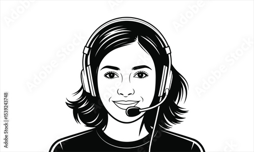 Smiling woman wearing headset customer service representative