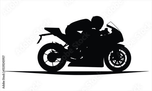 Silhouette of a racer on a sportbike