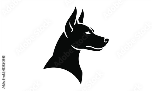 Doberman pinscher dog head silhouette profile
