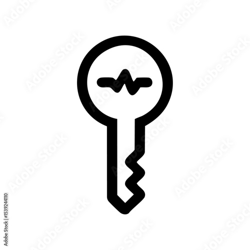 Vector logo of a modern car key with an engine pulse symbol in minimalist style.

