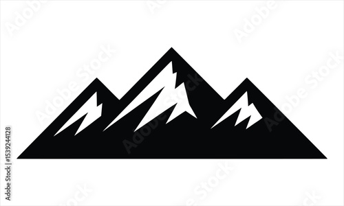 Three peak mountain range black and white icon