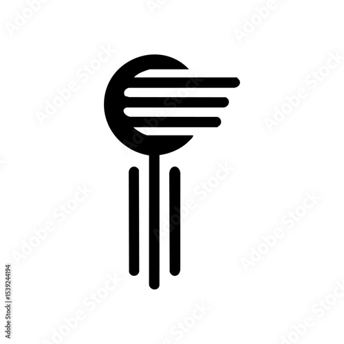 Minimalist black vector logo of a gear shift knob with dynamic motion lines.

