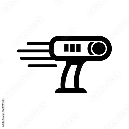 Vector icon of a handheld speed radar gun emitting motion lines.


