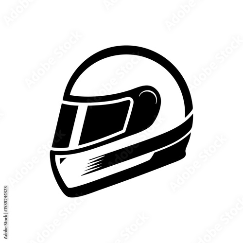Vector logo of a racing helmet in clean black silhouette with aerodynamic des...
