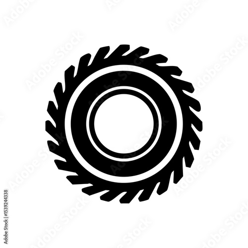 Vector logo of a rugged off-road tire in front view with bold tread.


