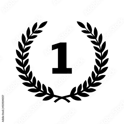 Minimalist vector logo of a number 1 surrounded by a racing laurel wreath.

