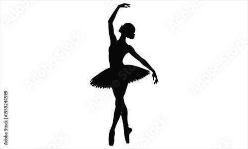 Elegant ballerina silhouette in pointe shoes