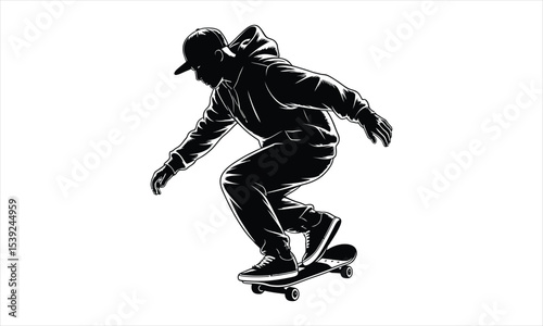 Skateboarder silhouette action sports graphic design