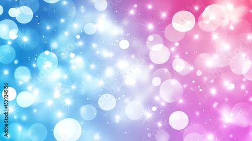 Festive bokeh effect in light blue and pink tones.