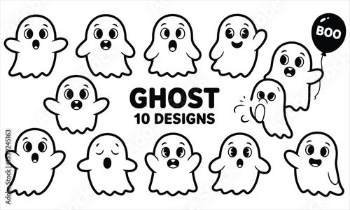 Ten cute ghost designs for halloween