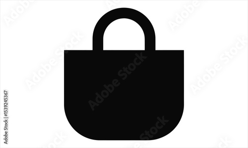 Simple black tote bag icon illustration