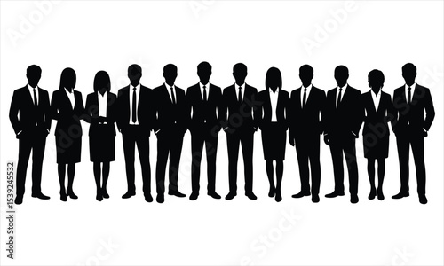 Silhouette of a diverse business team standing together