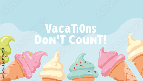 Colorful ice cream cones with playful pastel toppings against a light blue background showcasing a fun summer vibe, concept of dessert shops or ice cream parlors