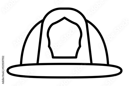 Simple line drawing of firefighter helmet icon. Clipart image isolated on background.
