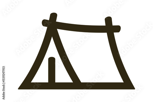 Simple silhouette of camping tent icon in black color. Clipart image isolated on background.