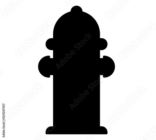 Black silhouette of fire hydrant icon on white background. Clipart image isolated on background.