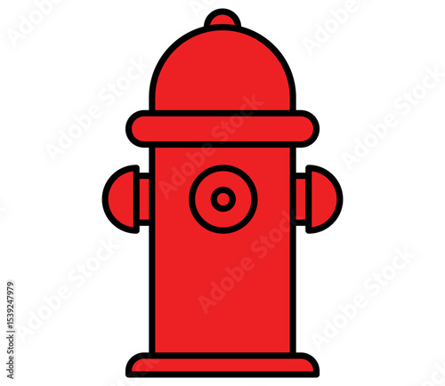 Red fire hydrant icon flat design. Clipart image isolated on background.