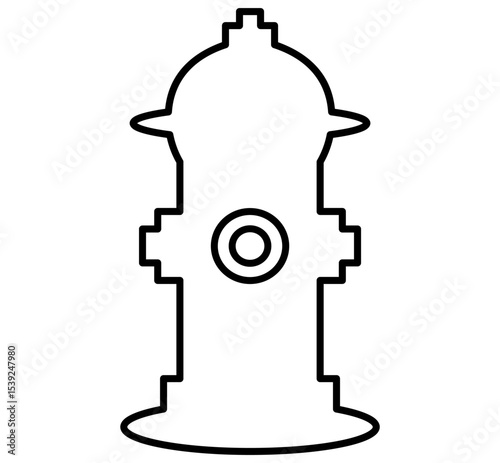 Simple black and white fire hydrant outline icon for design use. Clipart image isolated on background.