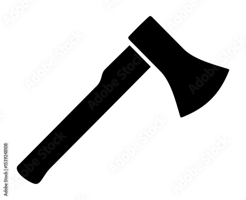 Simple black hatchet axe silhouette icon on white background. Clipart image isolated on background.