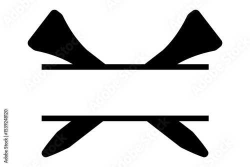 Black golf tee split monogram icon with crossed design. Clipart image isolated on background.