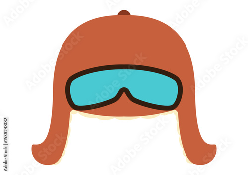 Vintage leather aviator helmet with goggles icon in flat design style. Clipart image isolated on background.