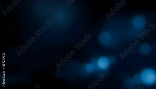 Abstract dark blue background with blurred light orbs creating a bokeh effect.