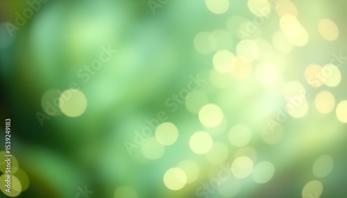 Abstract blurred image of green and yellow bokeh lights.