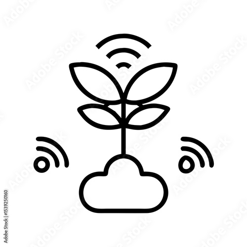 Smart farming network icon with plant and cloud for sustainable agriculture concept with copy space