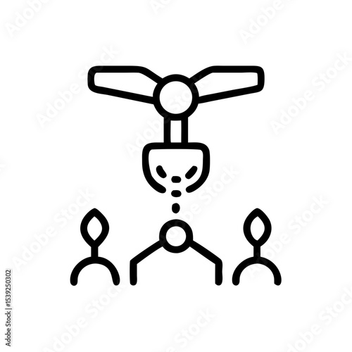 Machine learning farming icon featuring a robotic system and plant elements for smart agriculture technology