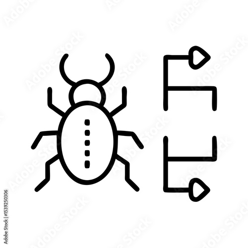 Pest prediction algorithm icon featuring an insect and data visualization for smart farming solutions