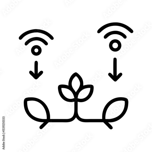 Smart crop rotation icon with plant and wireless signals for sustainable farming concept with copy space