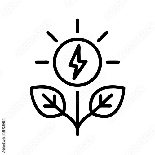 Smart farming icons illustrating renewable energy concept with sun and plant design